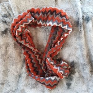 Steve Madden Chevron Infinity Scarf - orange, olive, black, white